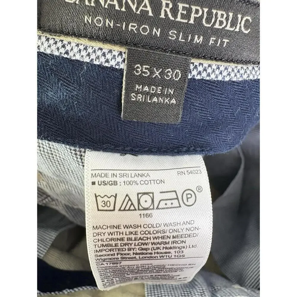 Banana Republic Pants Mens 35 Non Iron Slim Fit Glen Plaid Career Office Work